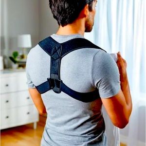 Adjustable Upper Back Brace Posture Corrector for Unisex - Black